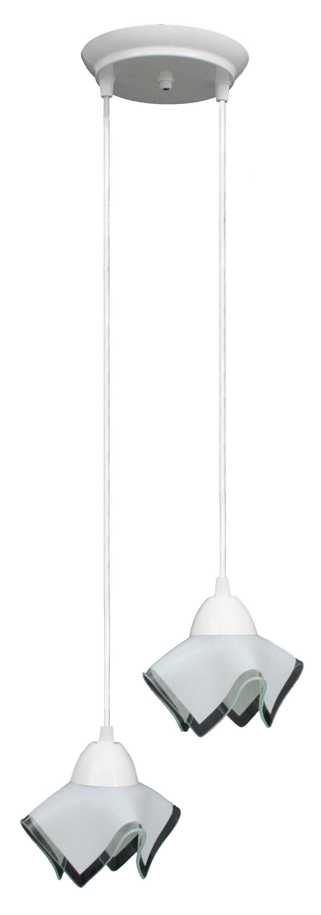 Pendente Classic Branco Com 2 Tulipas Papoula Brancas Pequenas