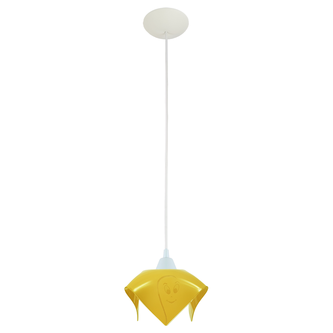 Lustre Pendente Branco Moderno Quarto Infantil Papoula Fantasminha Amarelo