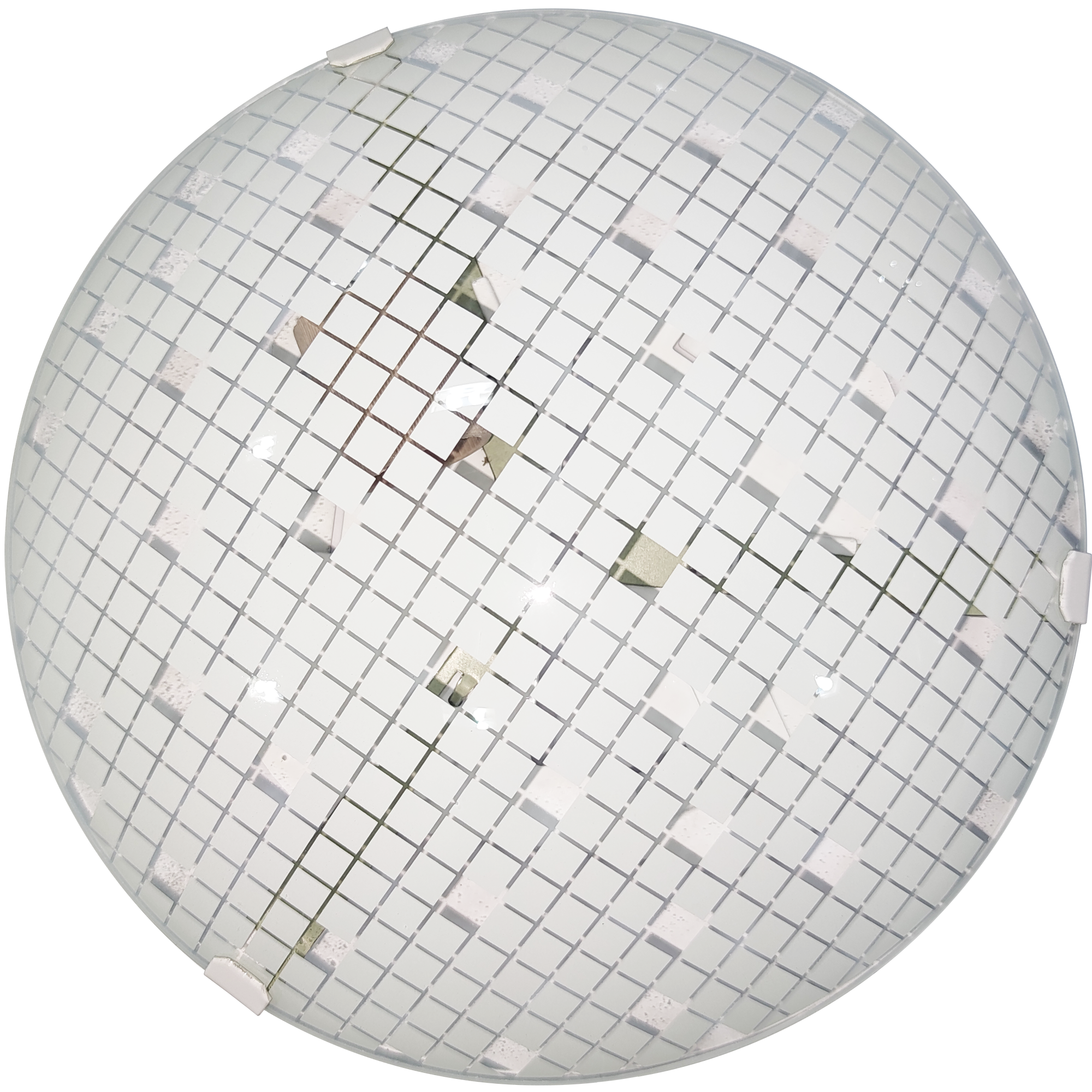 Plafon Solaris Redondo Vidro Curvo Tema Mini Xadrez Com 3 Garras de 250mm