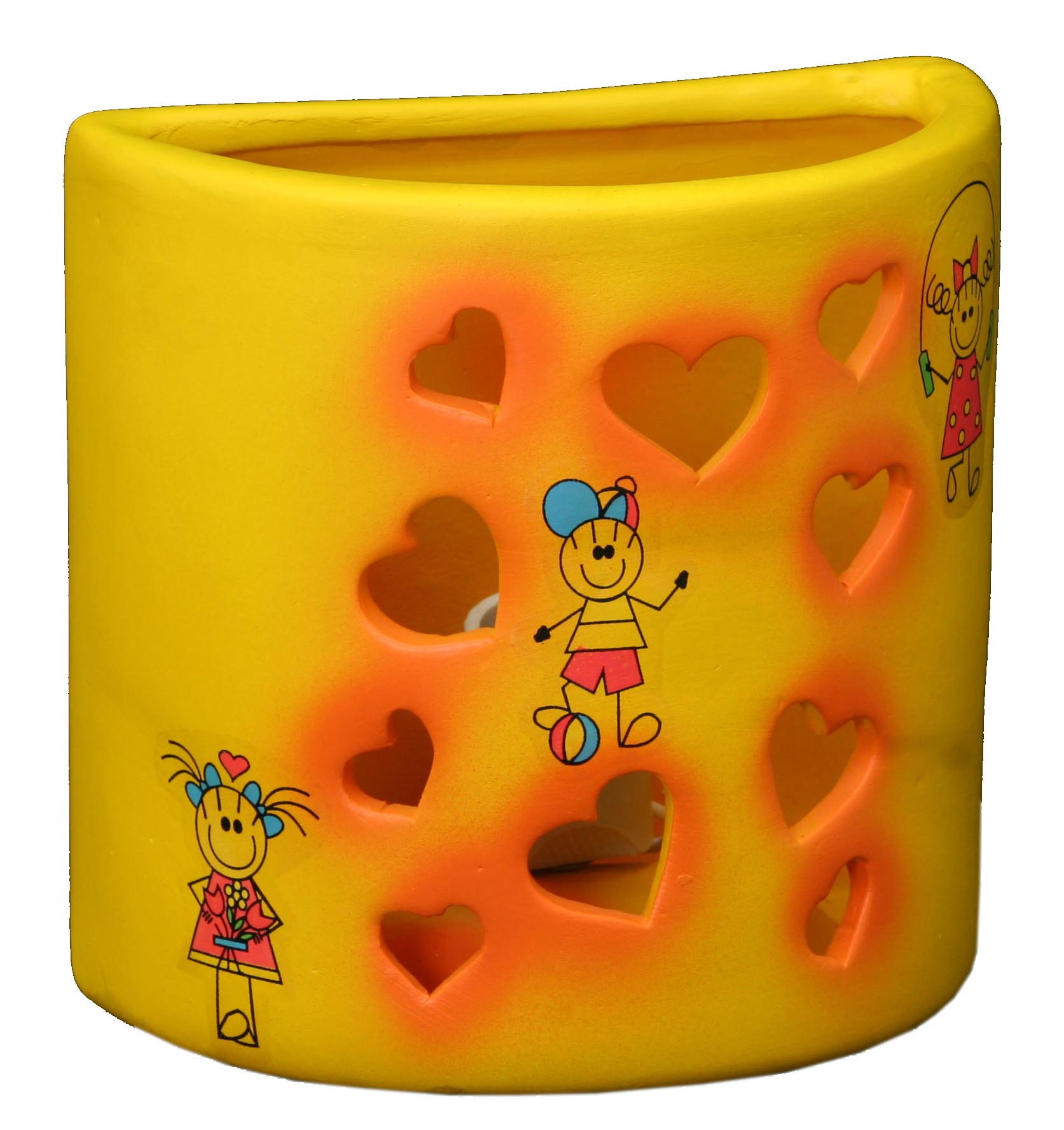 Arandela Porcelana Infantil Coracao Amarela