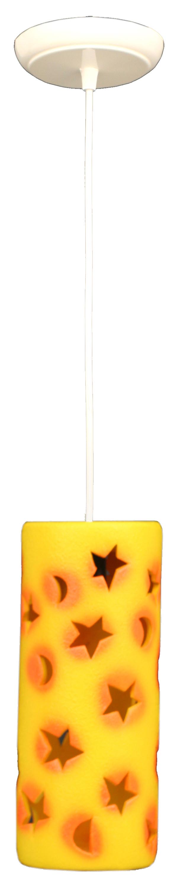 Pendente Porcelana Tubo Astral Amarelo Grande