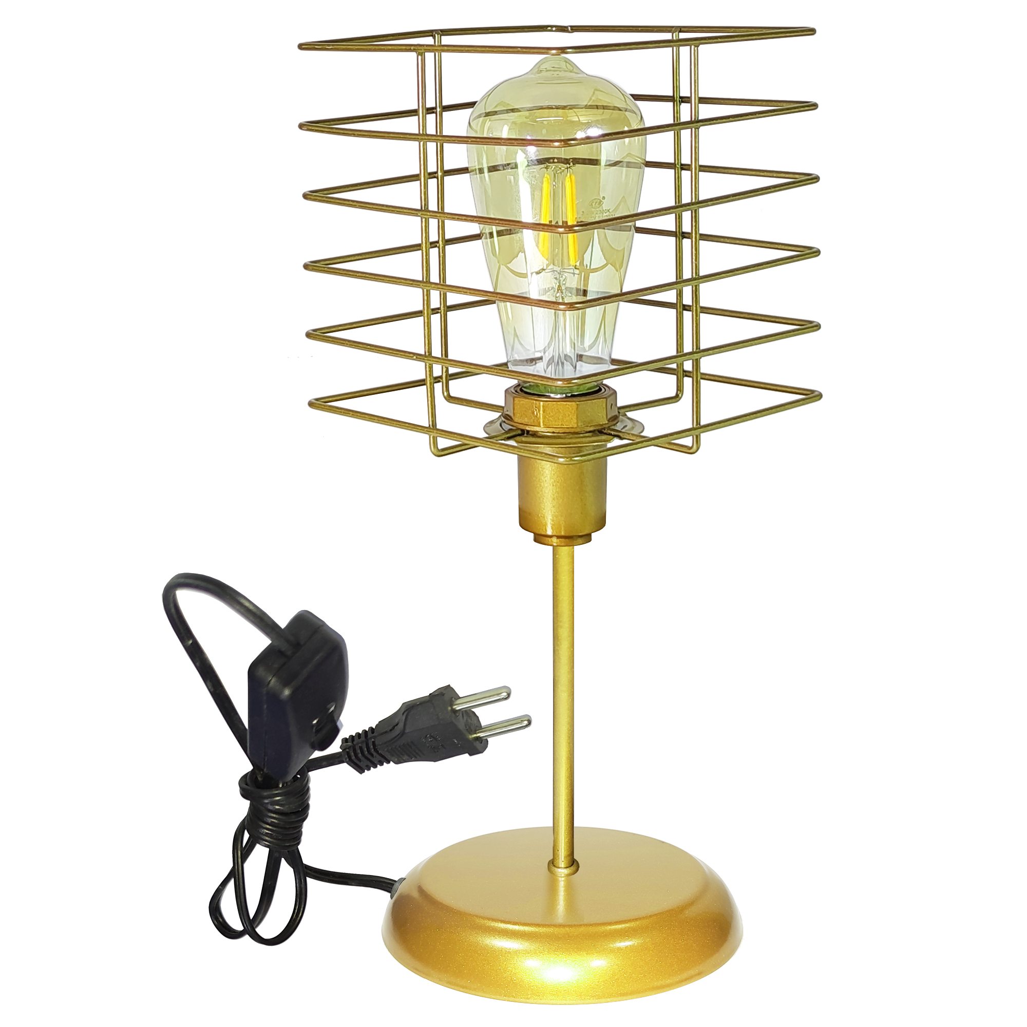 Abajur Classico Aramado Boxy Dourado                                                                