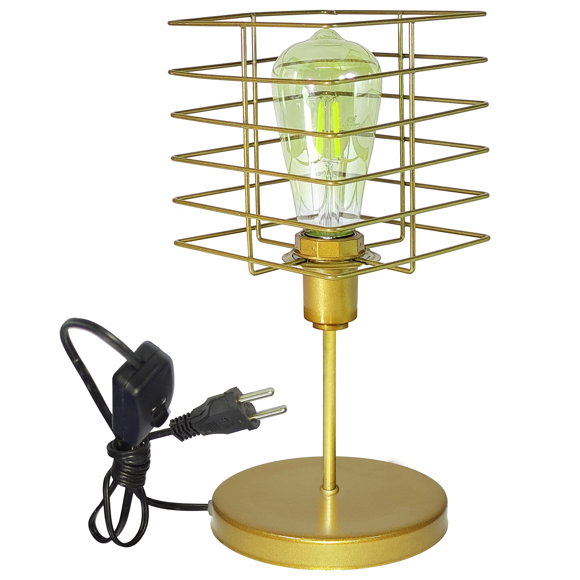 Abajur Mini Aramado Boxy Dourado                                                                    