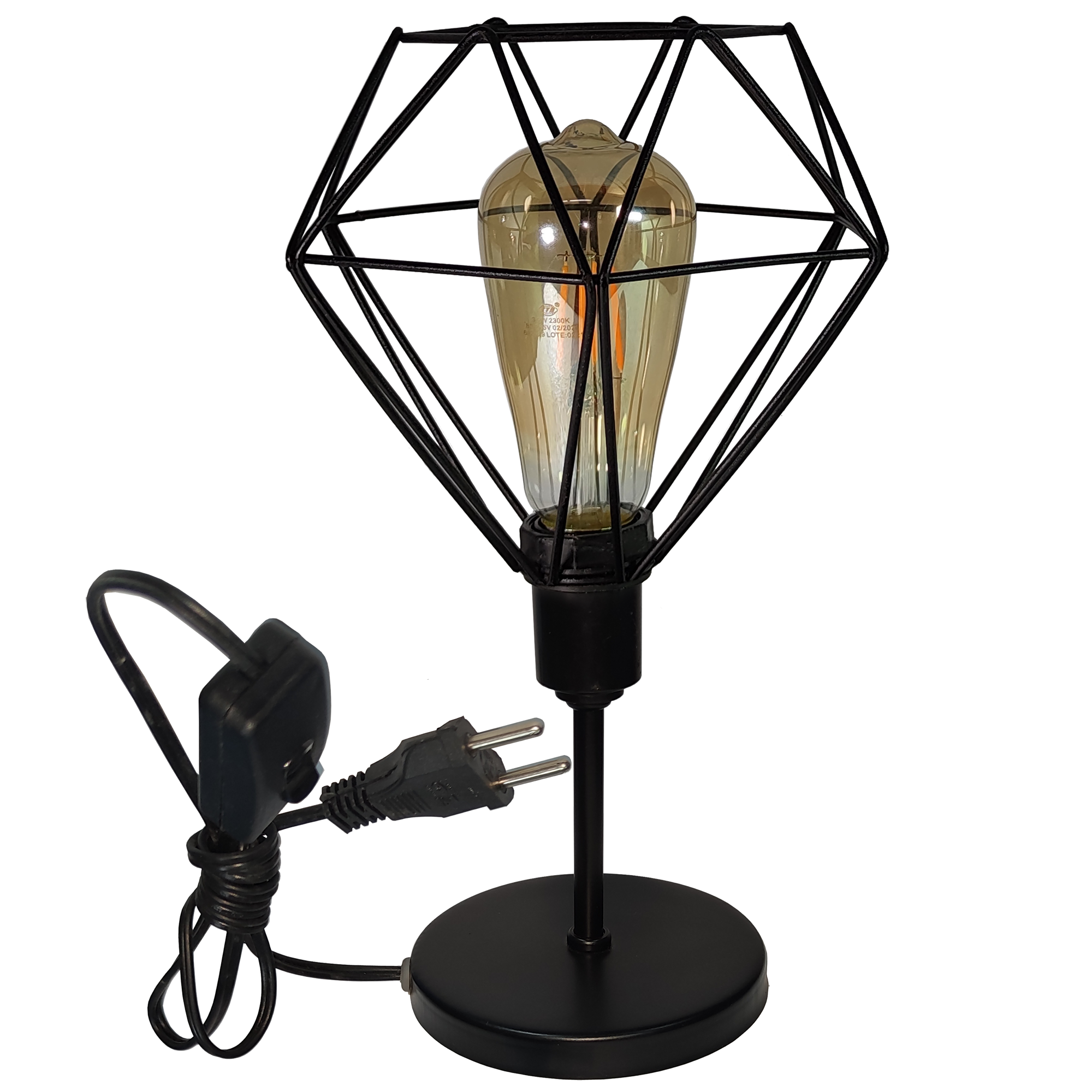 Abajur Mini Aramado Diamante Preto                                                                  