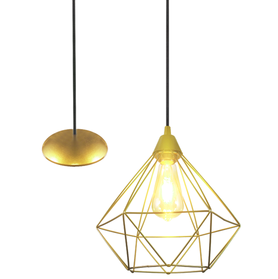 Pendente Aramado Diamante Grande Cor Dourado                                                        