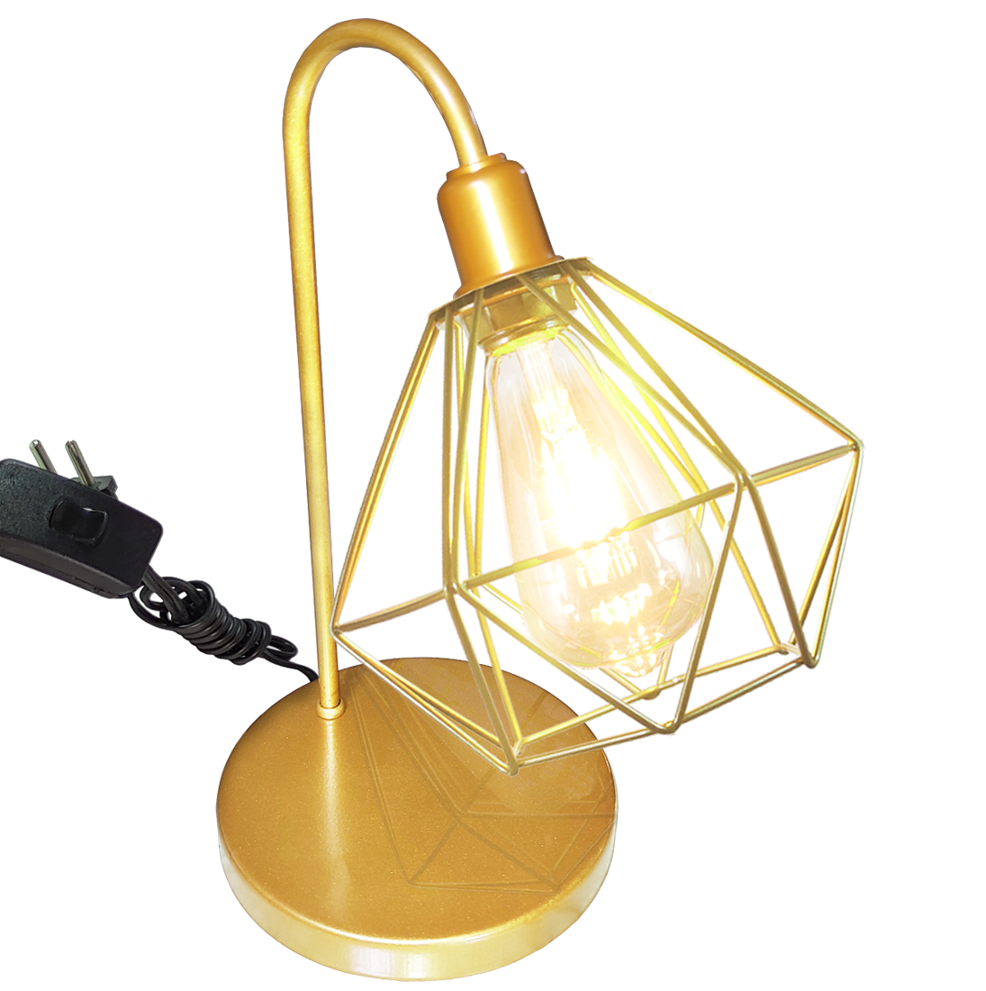 Lumin�ria de Mesa Aramado Diamante Cor Dourado                                                      