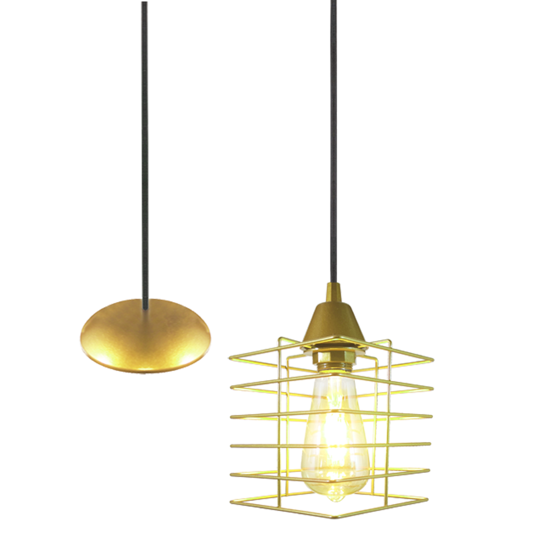 Pendente Aramado Boxy Dourado                                                                       