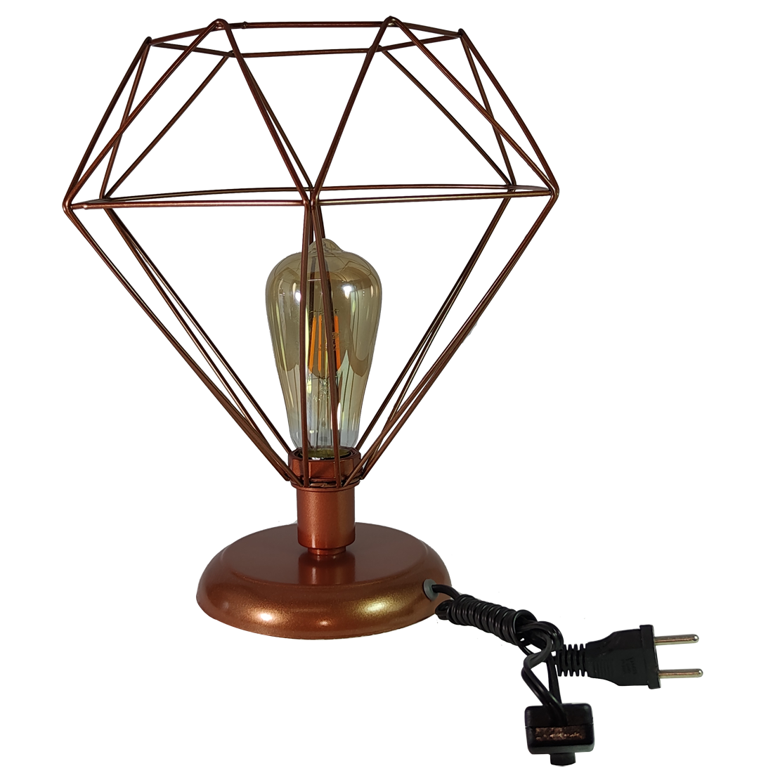 Abajur Aramado Diamante Grande Cor Cobre