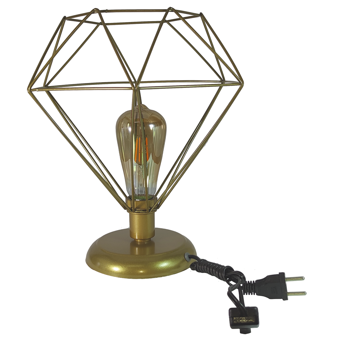 Abajur Aramado Diamante Grande Cor Dourado                                                          