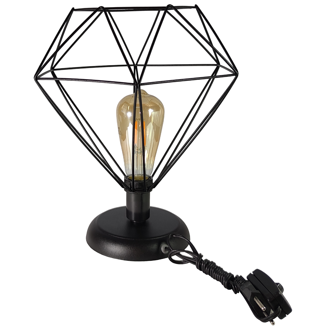 Abajur Aramado Diamante Grande Cor Preto