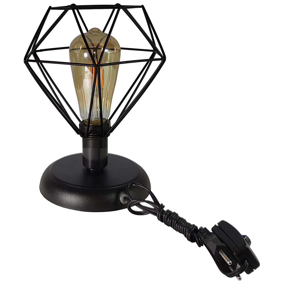 Abajur Aramado Diamante Pequeno Cor Preto