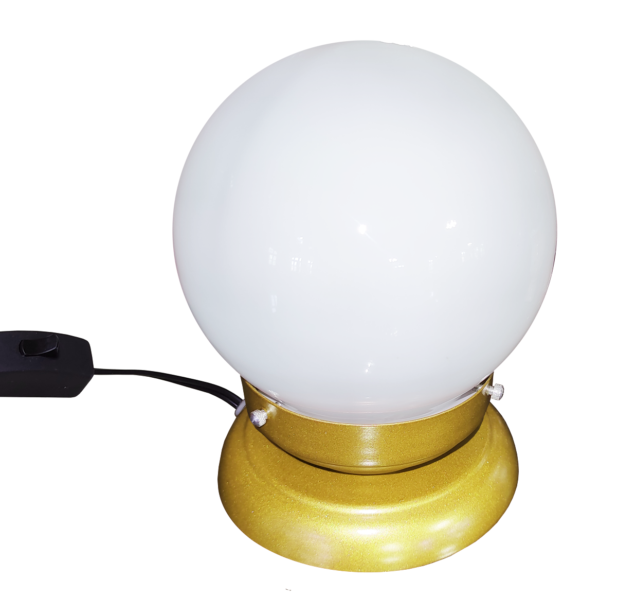 Abajur Bola de Cristal Dourado Com Esfera 10x15 Leitosa                                             