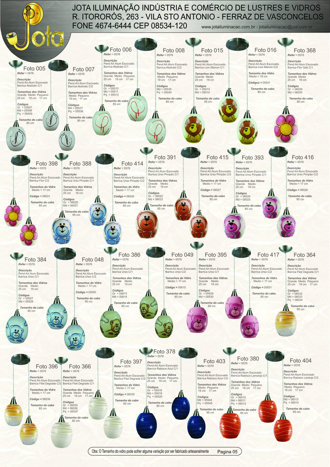 P�gina 05 - Linha de Pendentes com Vidro Decorado (Parte 02)