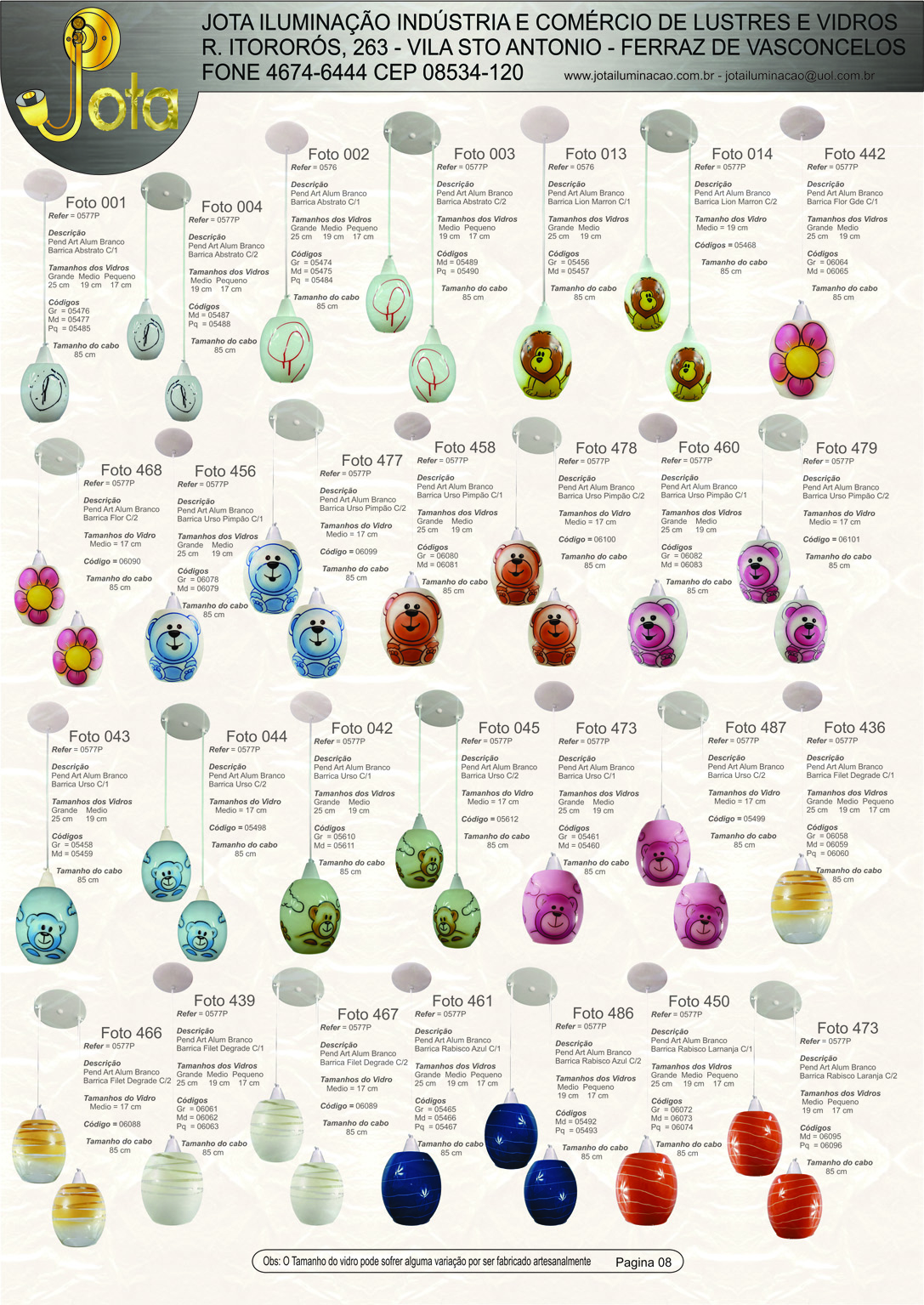 P�gina 07 - Linha de Pendentes com Vidro Decorado (Parte 04)