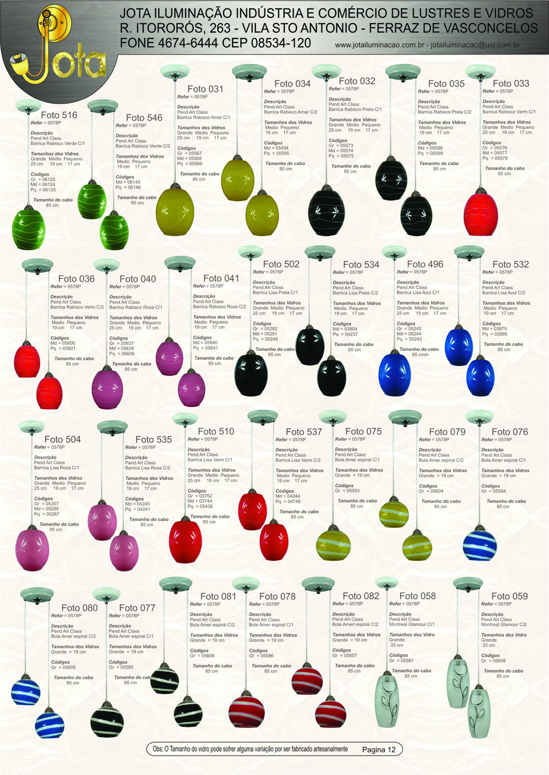 P�gina 10 - Linha de Pendentes com Vidro Decorado (Parte 07)